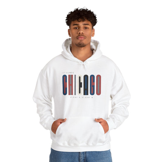 Chicago Retro Block Hoodie – Modern City Skyline Typography