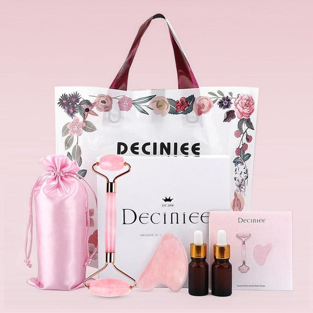 Rose Quartz Jade Roller and Gua Sha Set