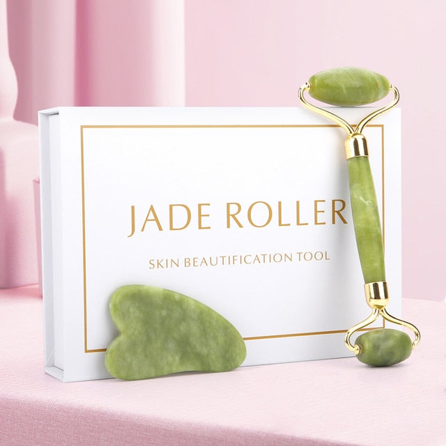 Rose Quartz Jade Roller and Gua Sha Set