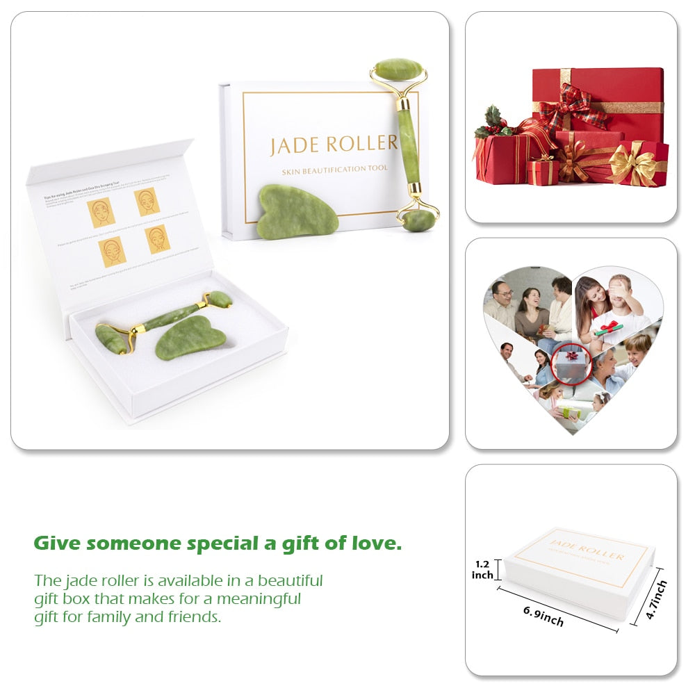 Rose Quartz Jade Roller and Gua Sha Set