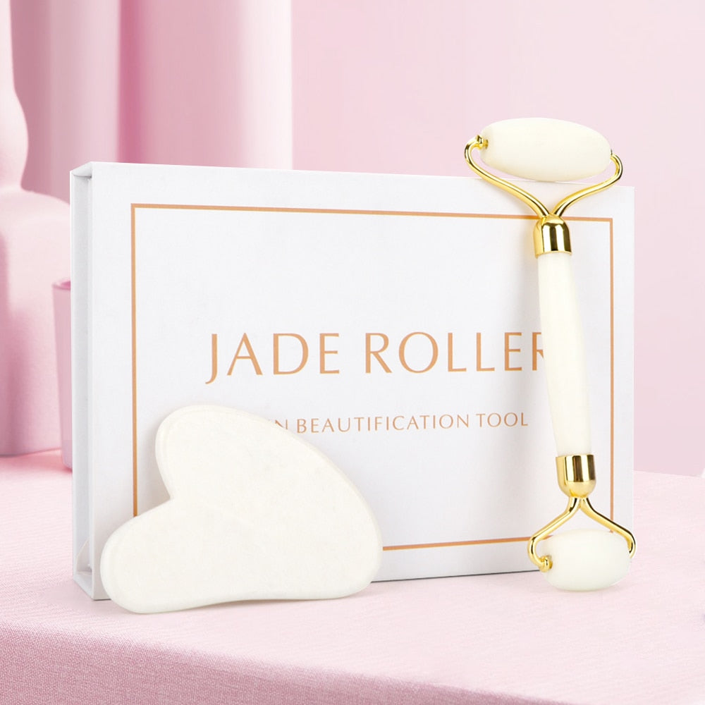 Rose Quartz Jade Roller and Gua Sha Set