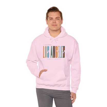 Los Angeles Colorblock Hoodie — Retro City Typography Sweatshirt