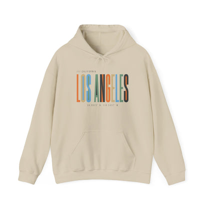 Los Angeles Colorblock Hoodie — Retro City Typography Sweatshirt