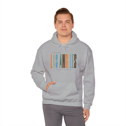 Los Angeles Colorblock Hoodie — Retro City Typography Sweatshirt