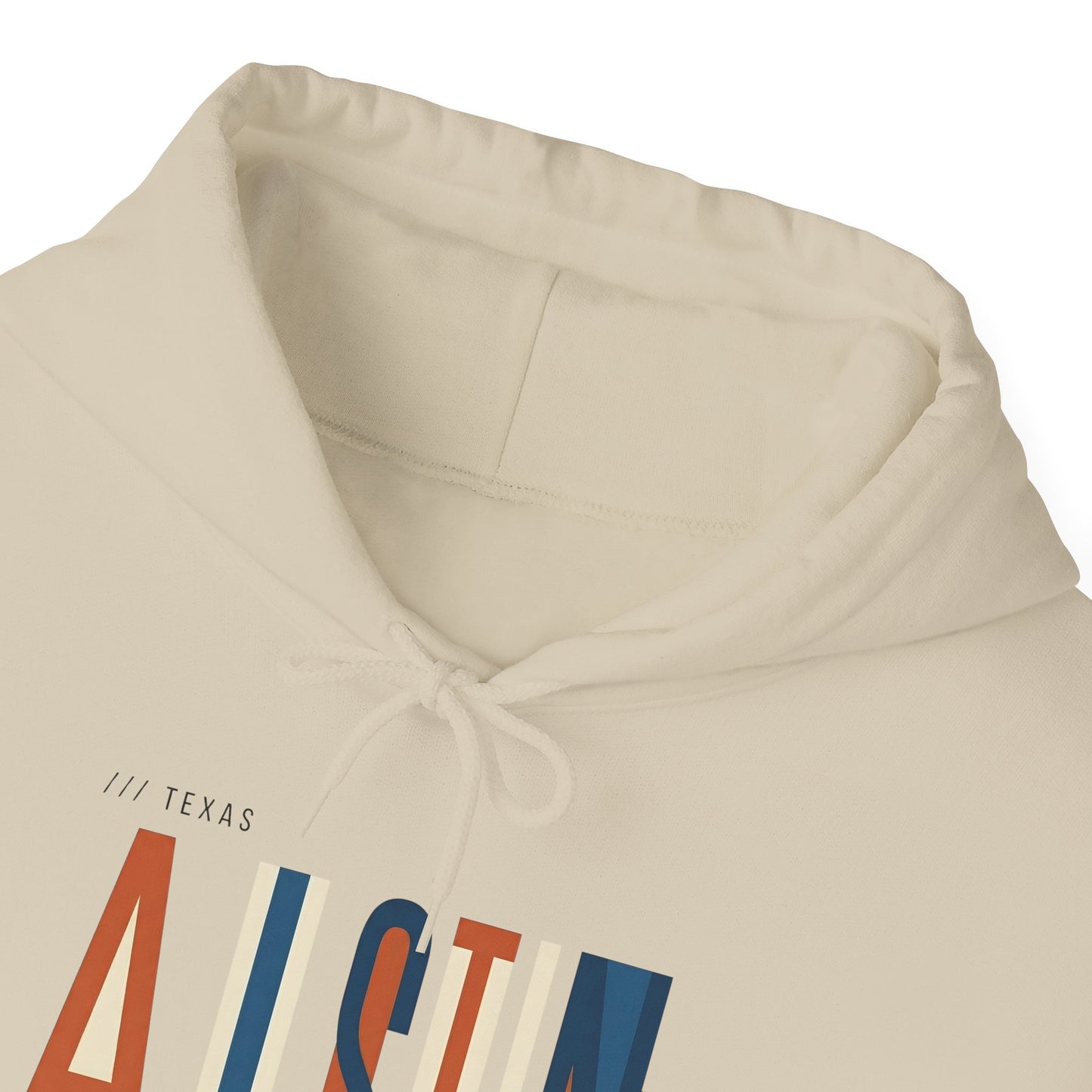 Austin Retro Block Hoodie — Minimalist City Typography Pullover