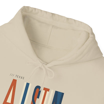 Austin Retro Block Hoodie — Minimalist City Typography Pullover