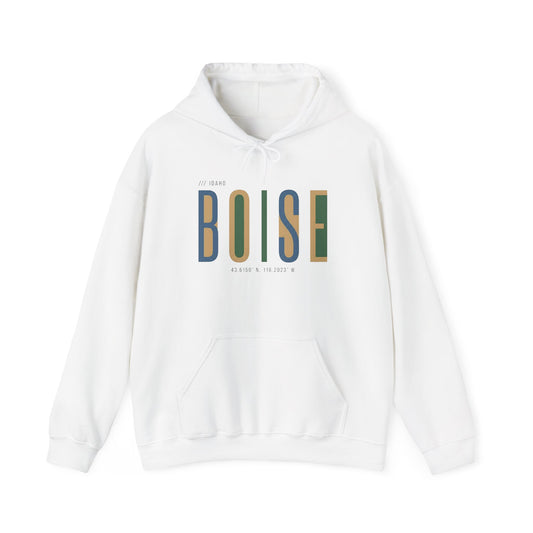 Boise Retro Block Hoodie — Minimal City Graphic Sweatshirt