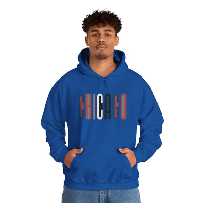 Chicago Retro Block Hoodie – Modern City Skyline Typography