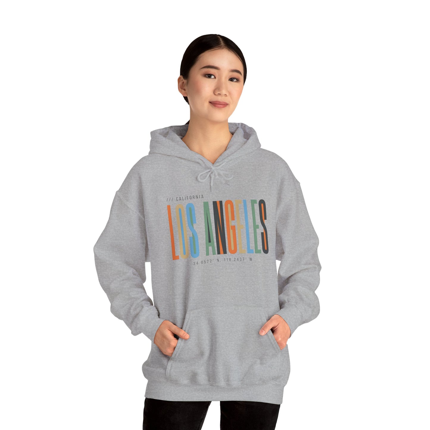 Los Angeles Colorblock Hoodie — Retro City Typography Sweatshirt