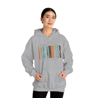Los Angeles Colorblock Hoodie — Retro City Typography Sweatshirt
