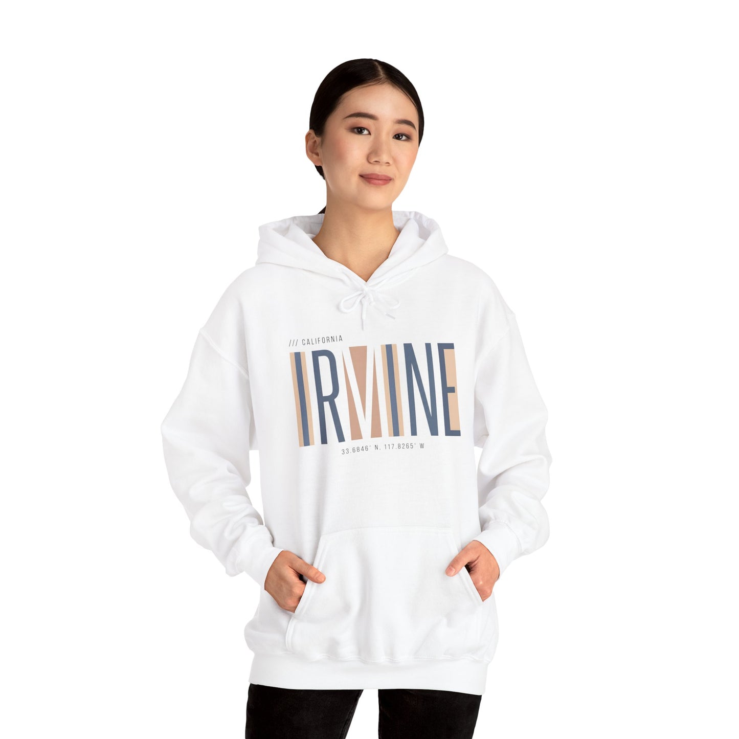 Irvine Modern Stripe Hoodie — Minimal City Name Pullover