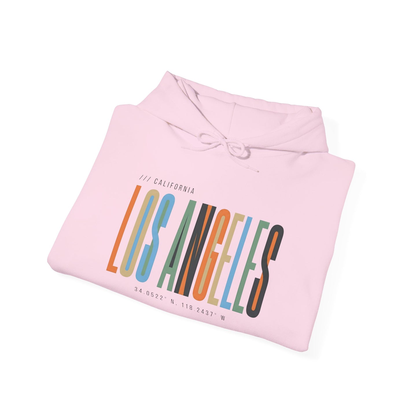 Los Angeles Colorblock Hoodie — Retro City Typography Sweatshirt