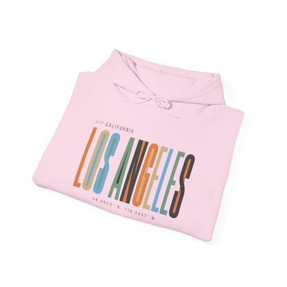 Los Angeles Colorblock Hoodie — Retro City Typography Sweatshirt