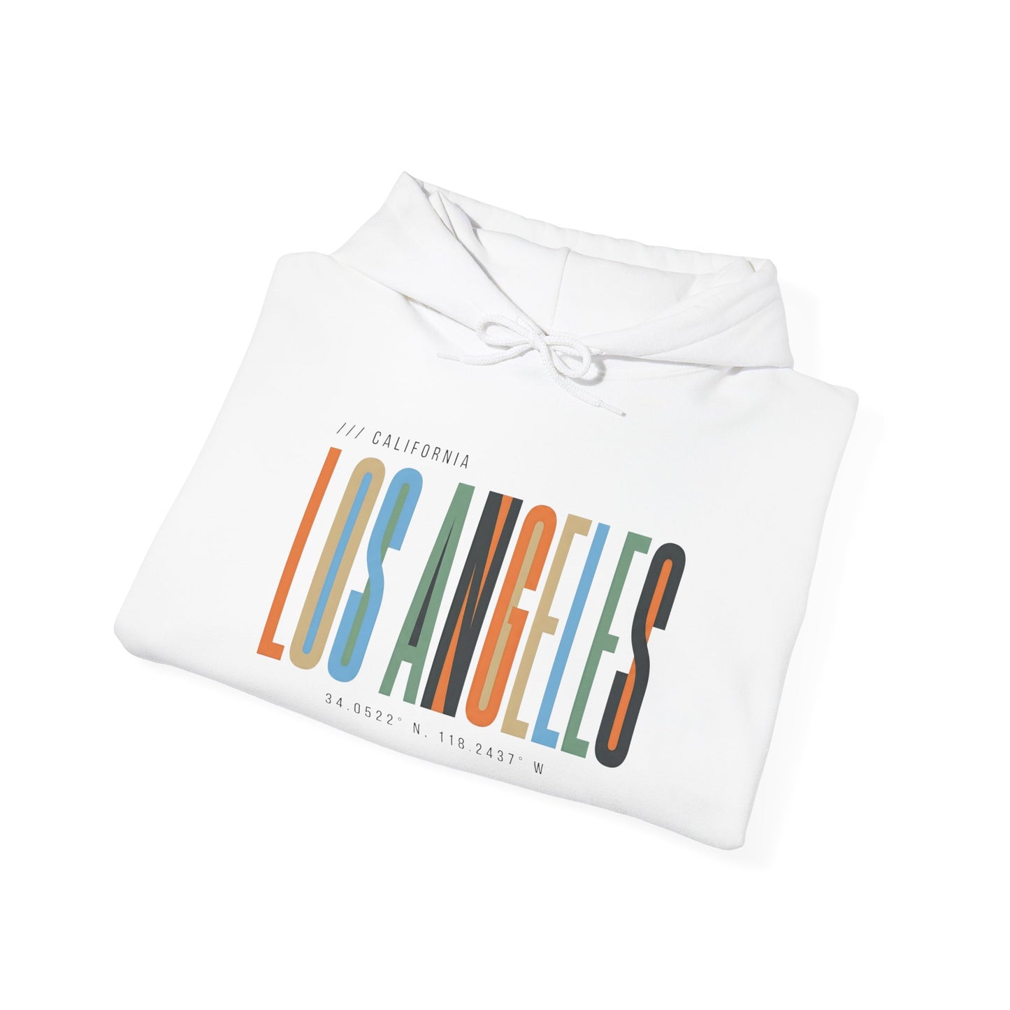 Los Angeles Colorblock Hoodie — Retro City Typography Sweatshirt