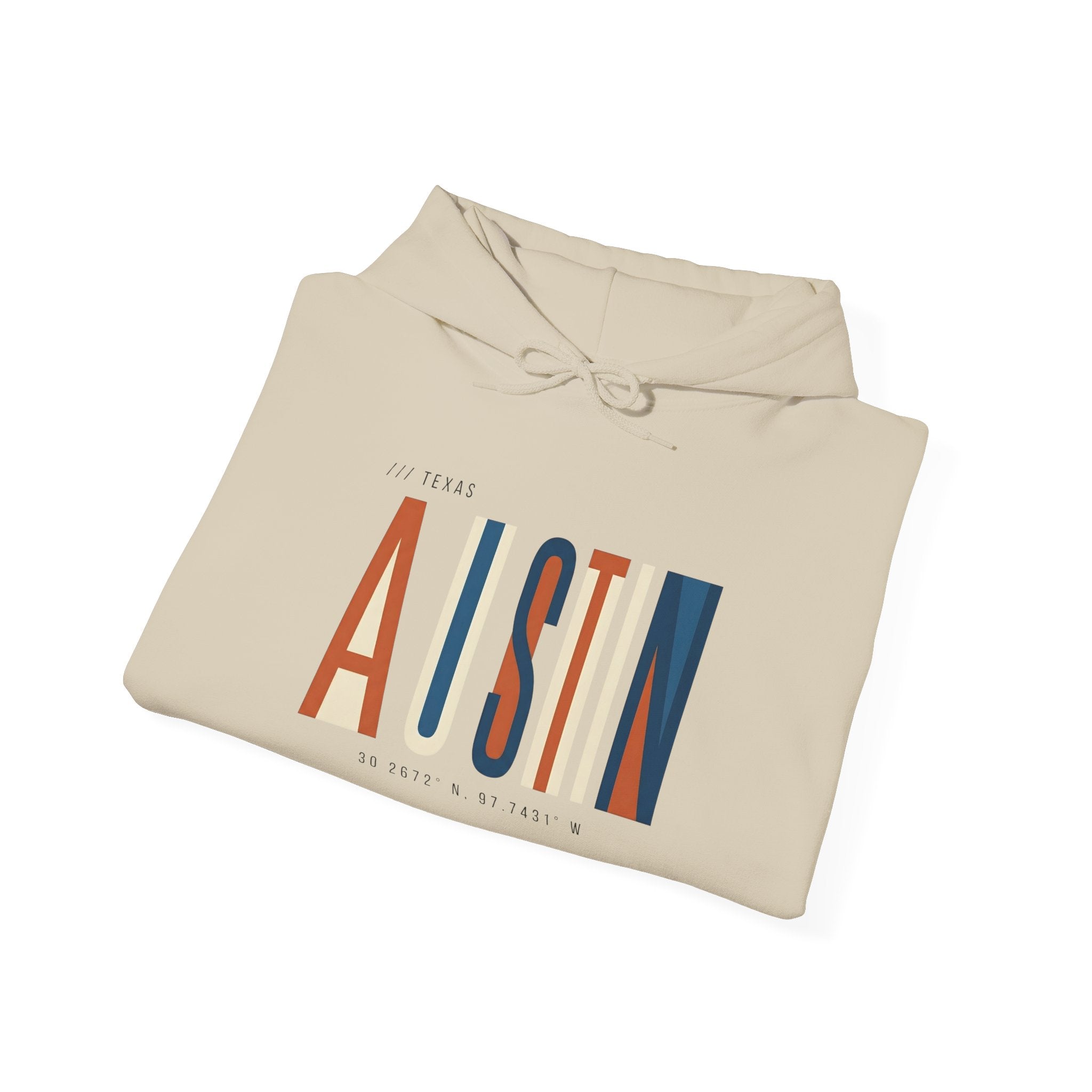Austin Retro Block Hoodie — Minimalist City Typography Pullover