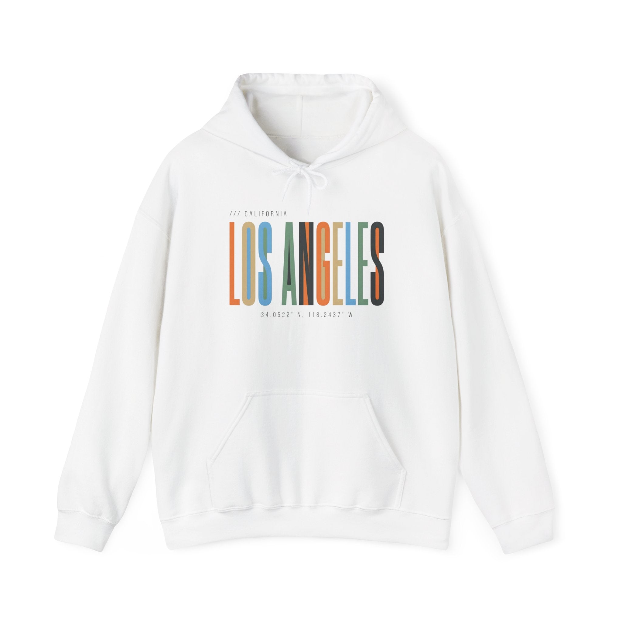 Los Angeles Colorblock Hoodie — Retro City Typography Sweatshirt