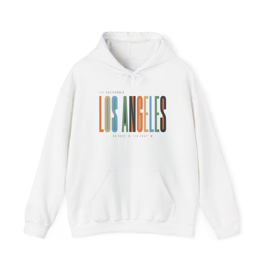 Los Angeles Colorblock Hoodie — Retro City Typography Sweatshirt