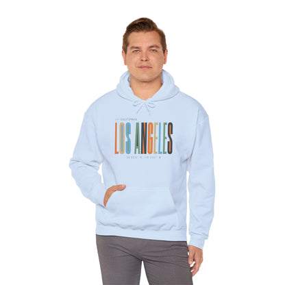 Los Angeles Colorblock Hoodie — Retro City Typography Sweatshirt