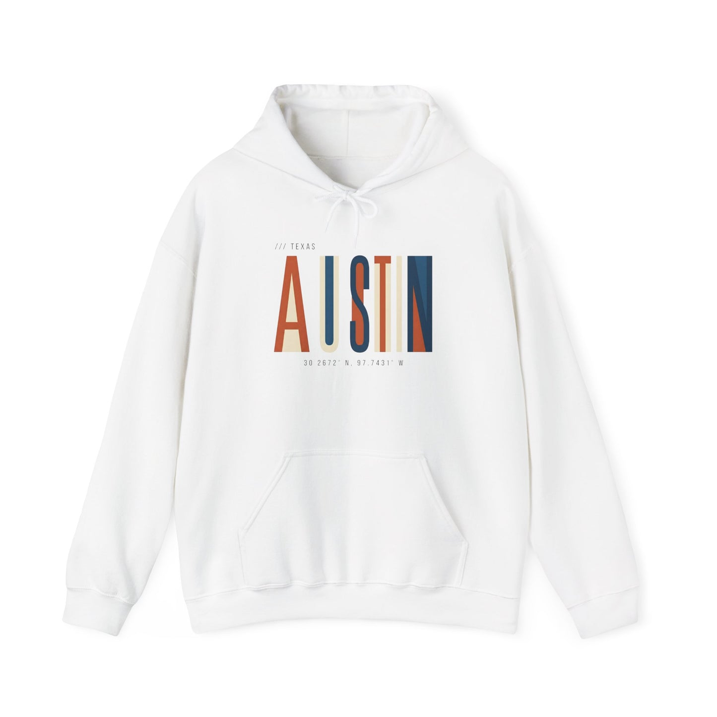 Austin Retro Block Hoodie — Minimalist City Typography Pullover