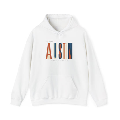 Austin Retro Block Hoodie — Minimalist City Typography Pullover
