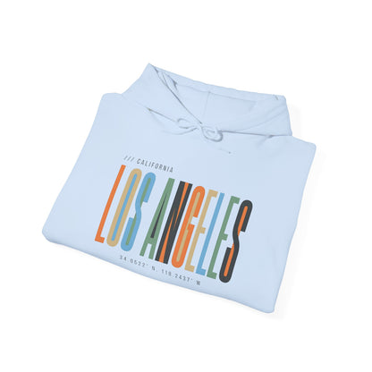 Los Angeles Colorblock Hoodie — Retro City Typography Sweatshirt