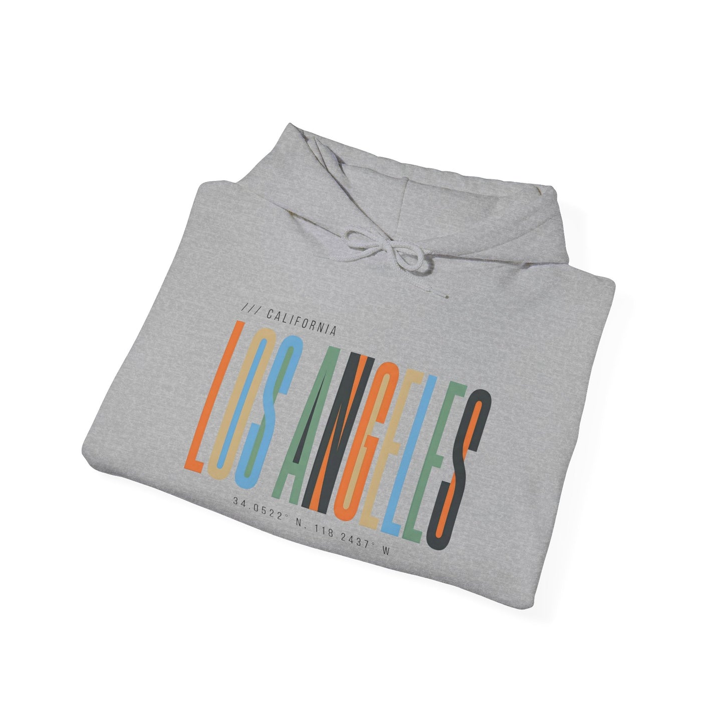 Los Angeles Colorblock Hoodie — Retro City Typography Sweatshirt
