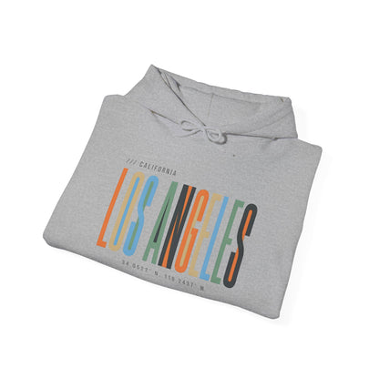 Los Angeles Colorblock Hoodie — Retro City Typography Sweatshirt
