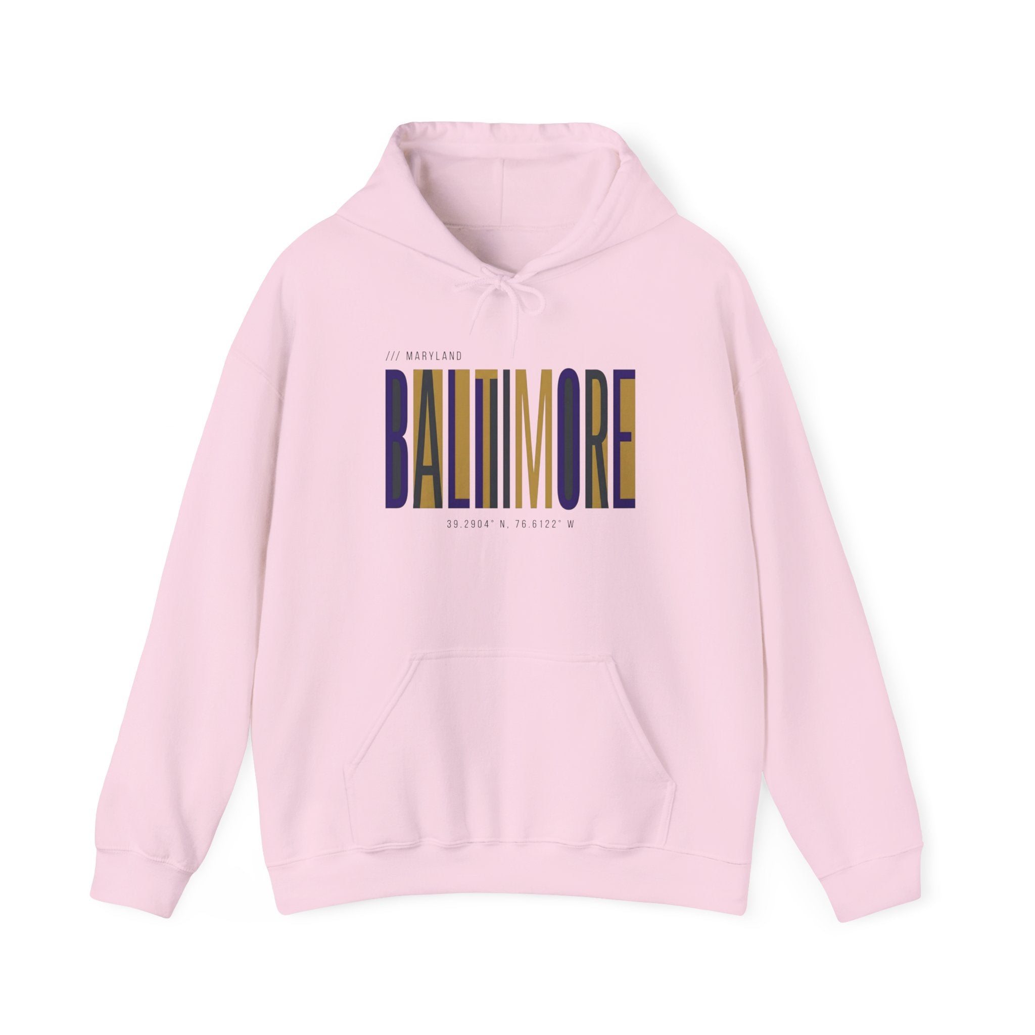 Baltimore Modern Script Hoodie — Vertical City Name Pullover