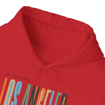 Los Angeles Colorblock Hoodie — Retro City Typography Sweatshirt