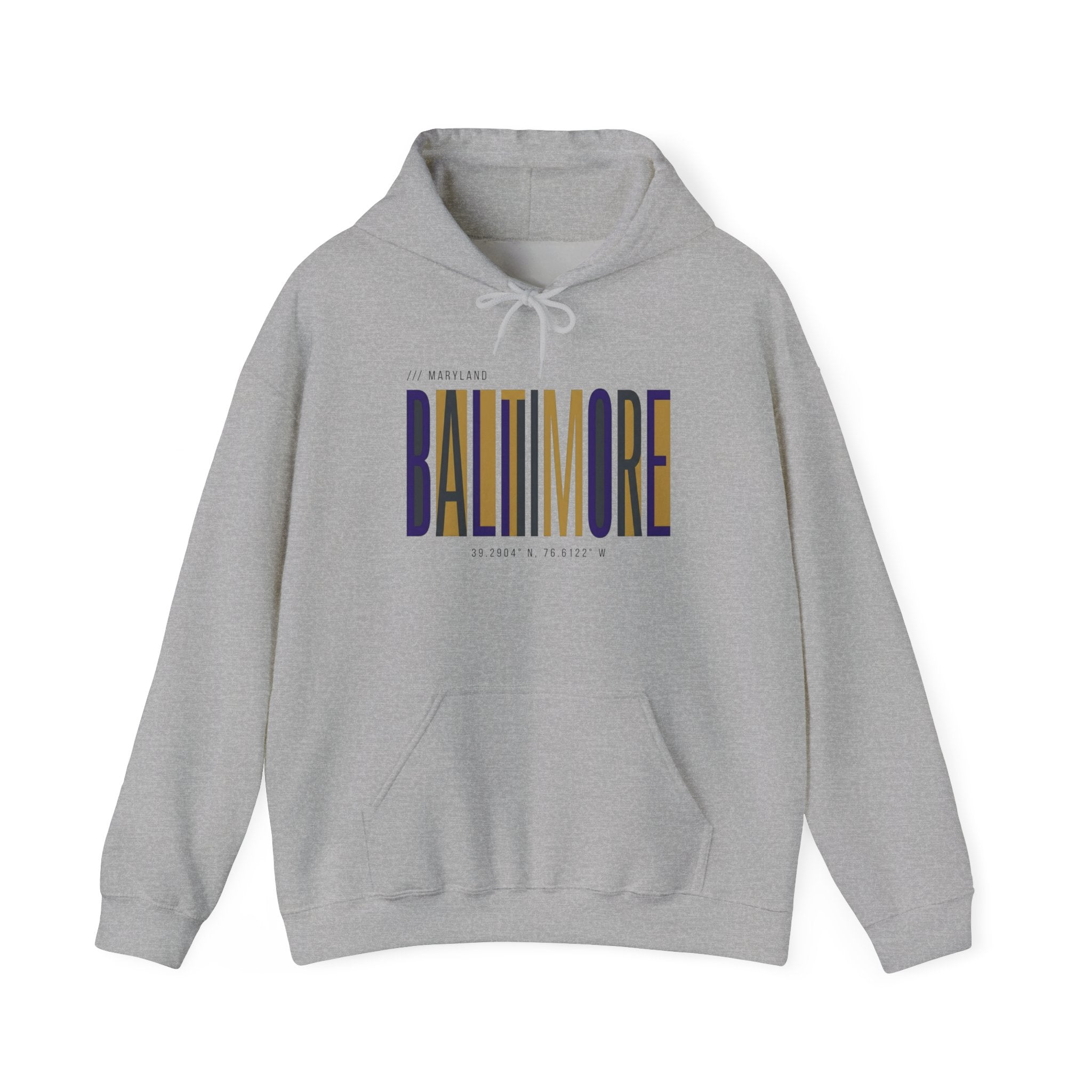 Baltimore Modern Script Hoodie — Vertical City Name Pullover