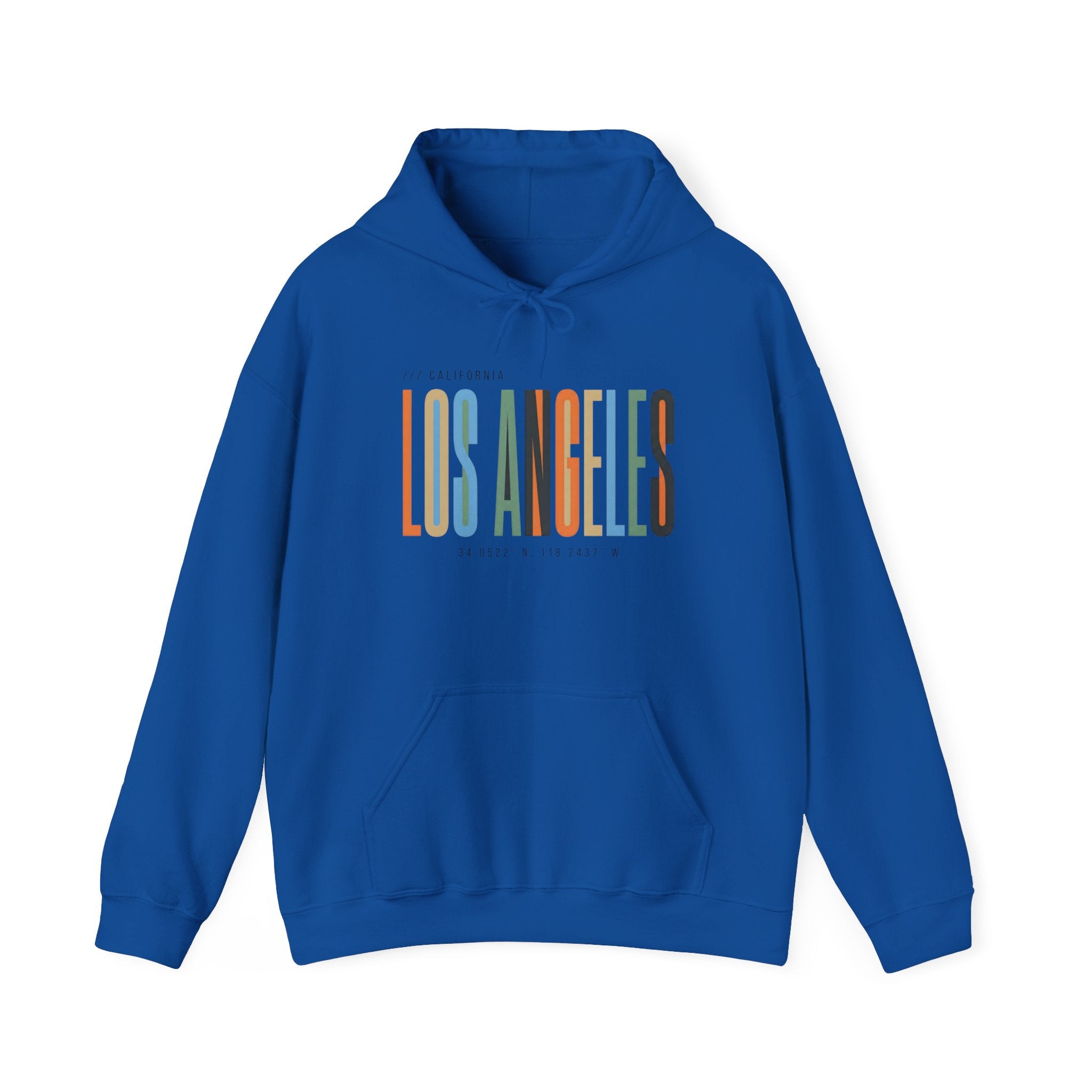 Los Angeles Colorblock Hoodie — Retro City Typography Sweatshirt