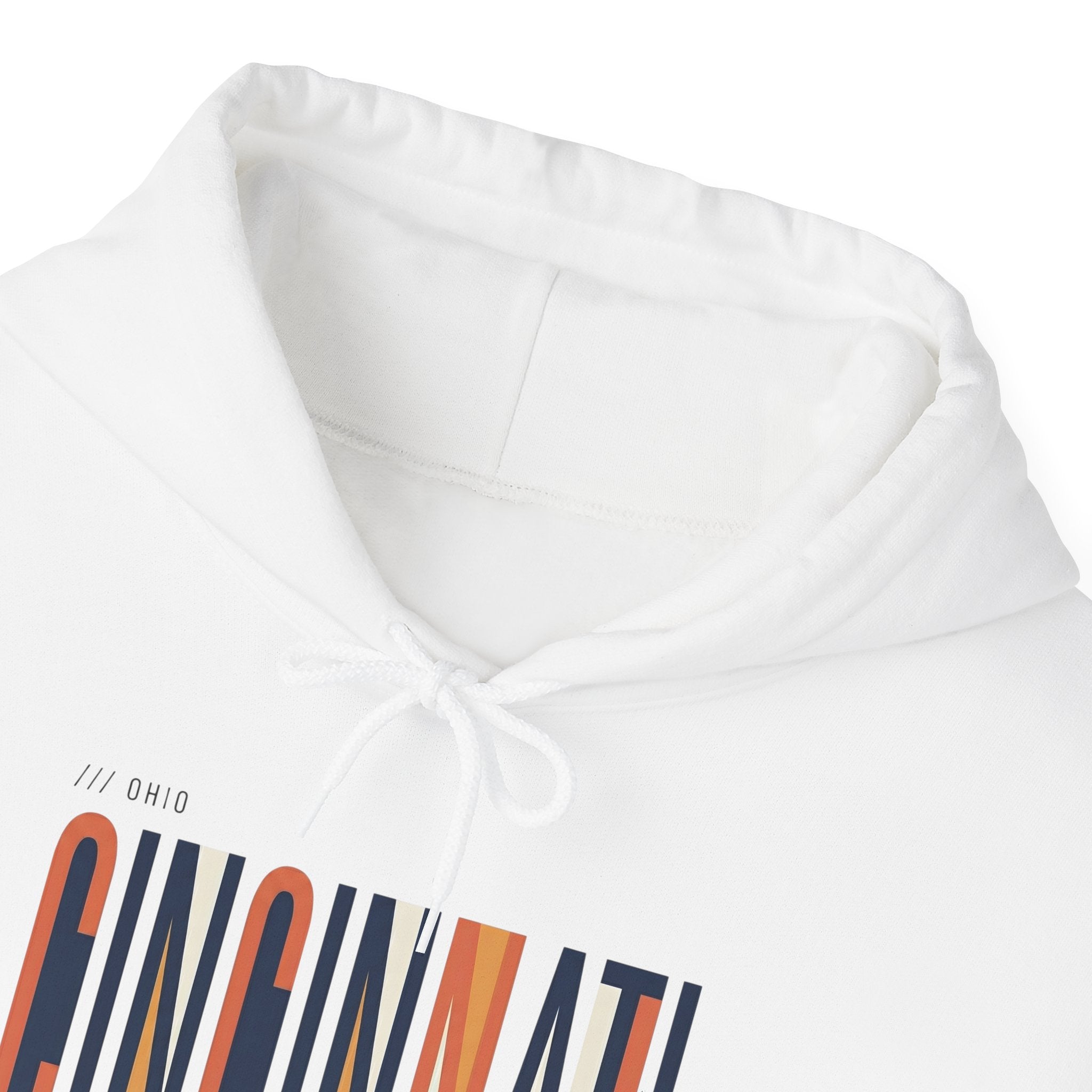 Cincinnati Retro Stripe Hoodie — Modern City Typography Sweatshirt
