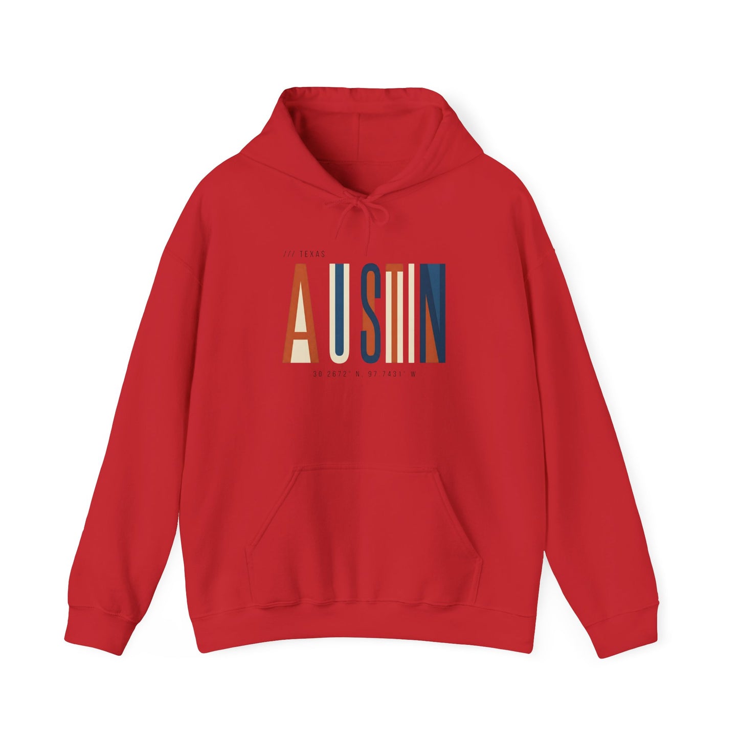 Austin Retro Block Hoodie — Minimalist City Typography Pullover