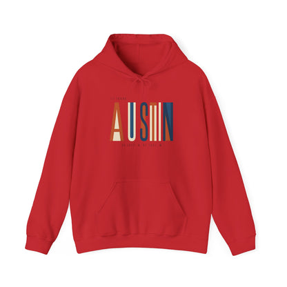 Austin Retro Block Hoodie — Minimalist City Typography Pullover