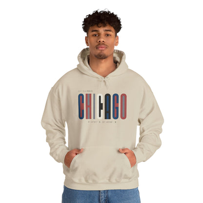 Chicago Retro Block Hoodie – Modern City Skyline Typography