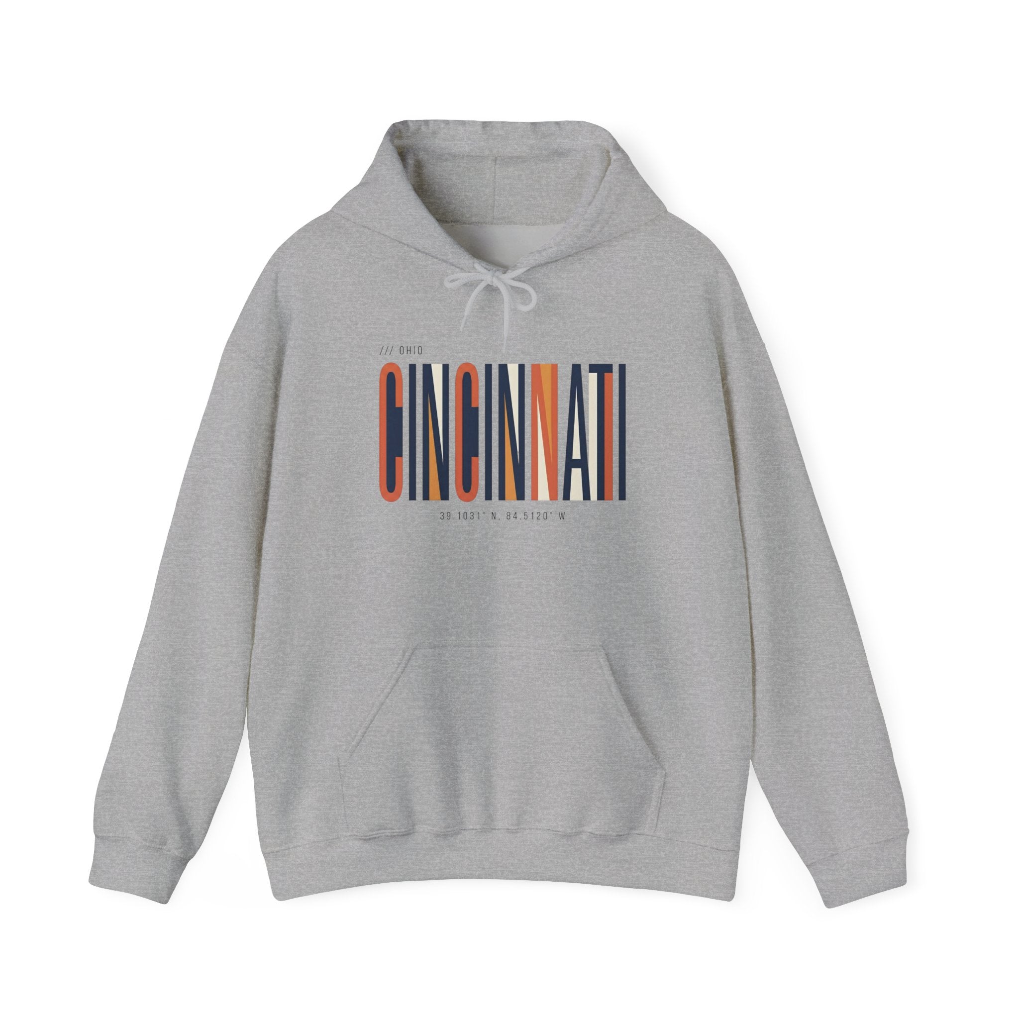 Cincinnati Retro Stripe Hoodie — Modern City Typography Sweatshirt