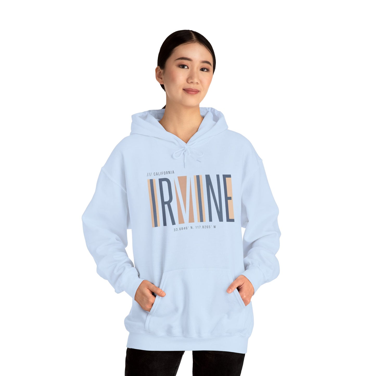 Irvine Modern Stripe Hoodie — Minimal City Name Pullover