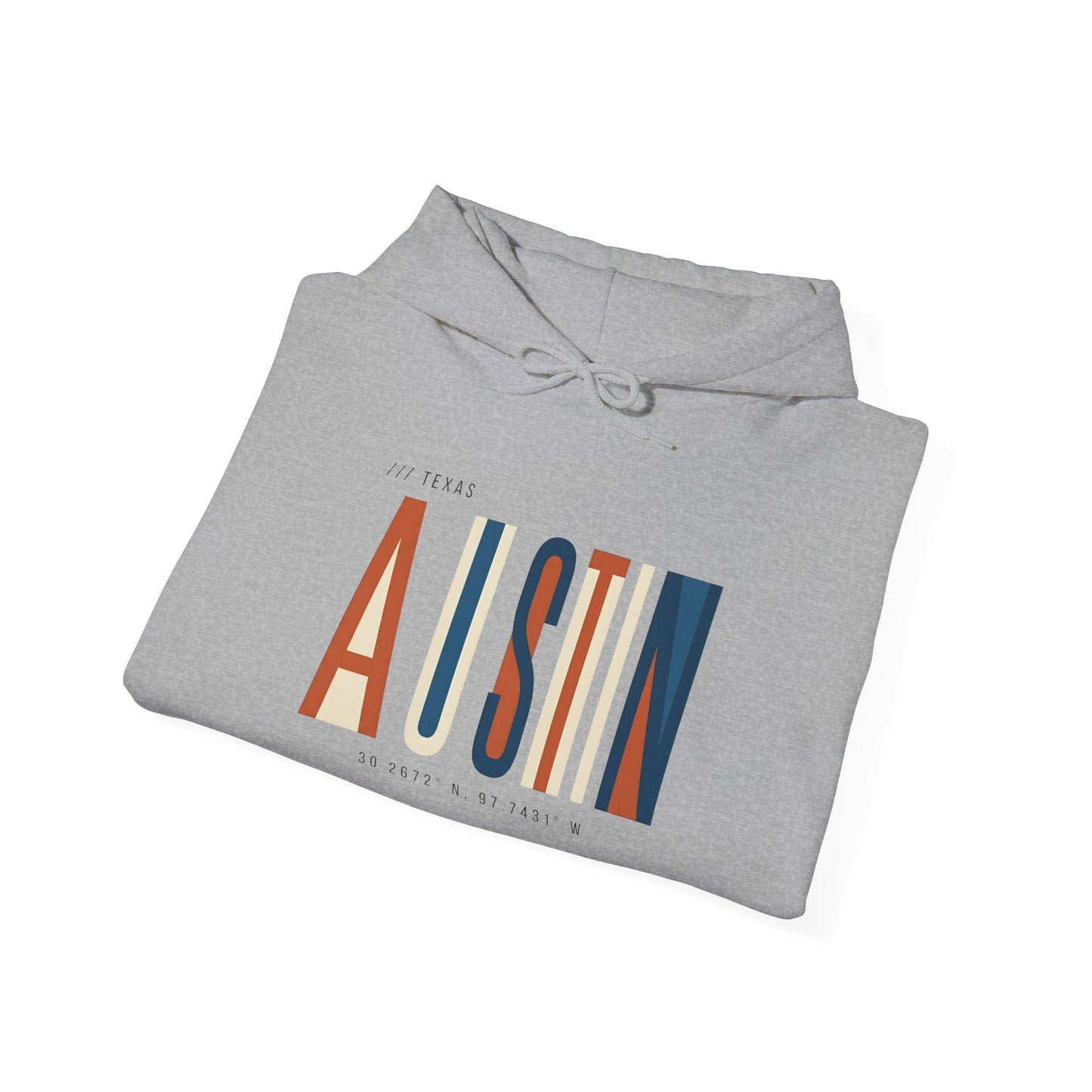 Austin Retro Block Hoodie — Minimalist City Typography Pullover