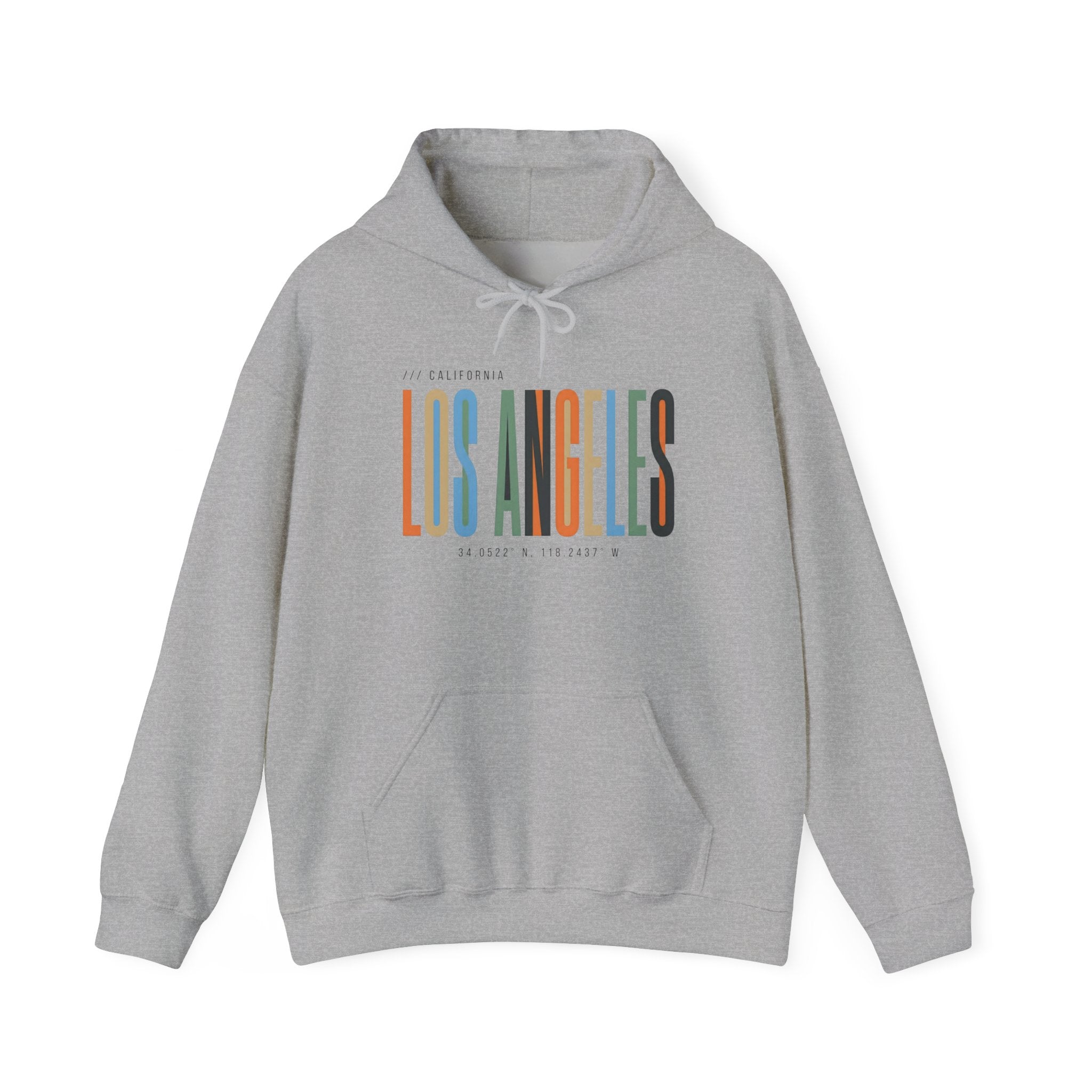 Los Angeles Colorblock Hoodie — Retro City Typography Sweatshirt