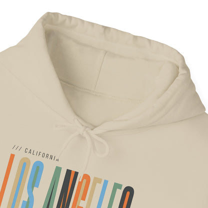 Los Angeles Colorblock Hoodie — Retro City Typography Sweatshirt