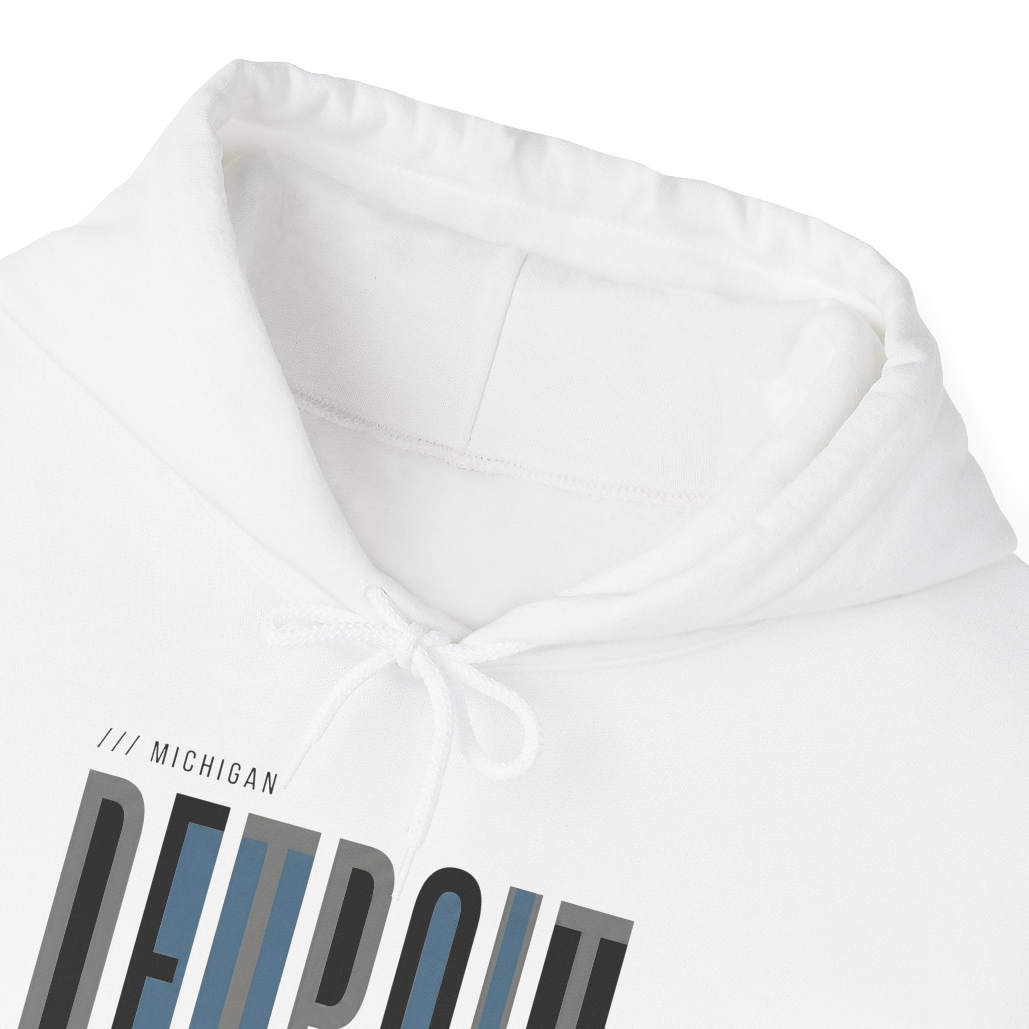 Detroit Skyline Hoodie — Minimal Vertical Text Motor City Sweatshirt