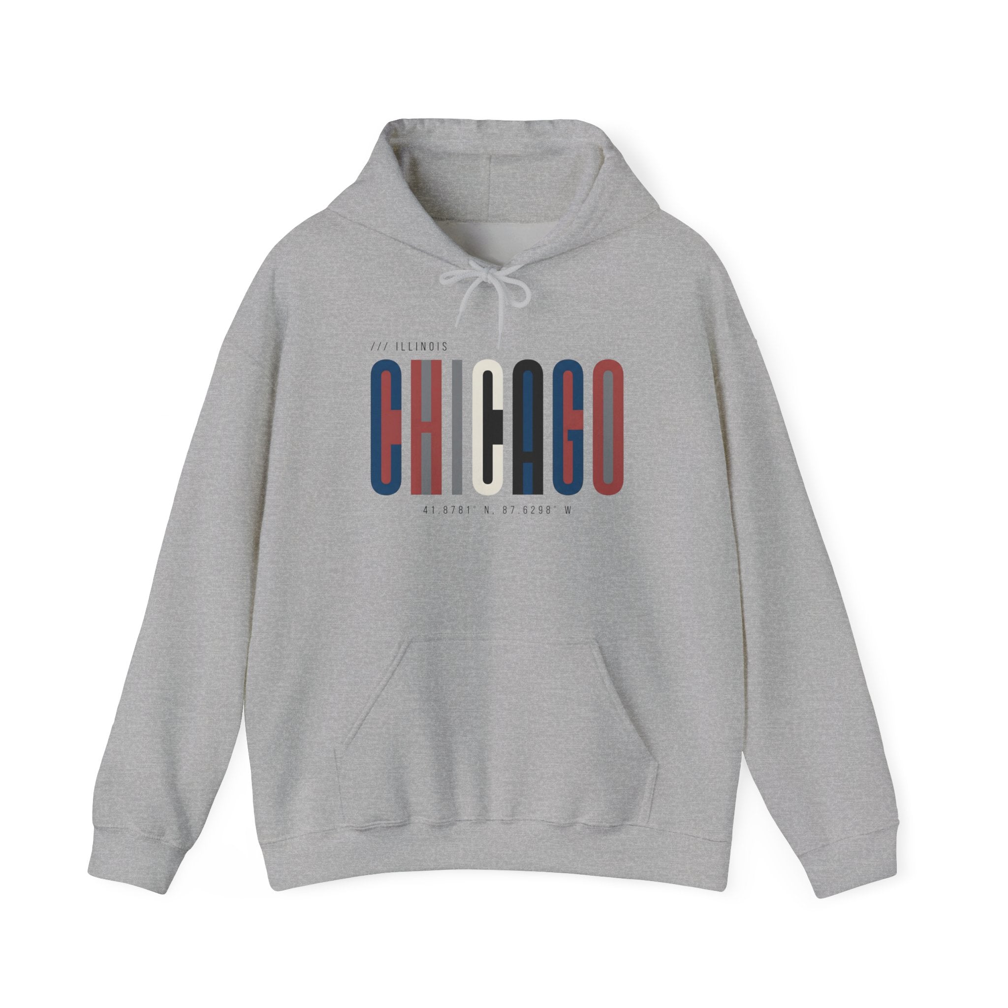 Chicago Retro Block Hoodie – Modern City Skyline Typography