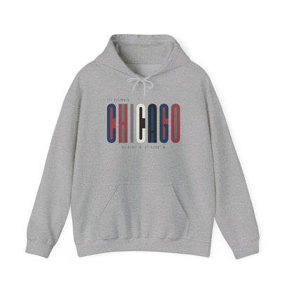 Chicago Retro Block Hoodie – Modern City Skyline Typography