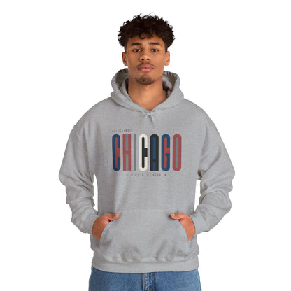 Chicago Retro Block Hoodie – Modern City Skyline Typography