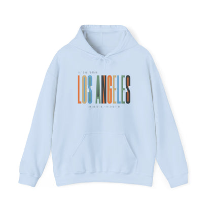 Los Angeles Colorblock Hoodie — Retro City Typography Sweatshirt