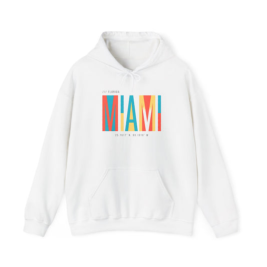 Miami Retro Stripe Hoodie — Colorful Vacation & Beach Crewneck
