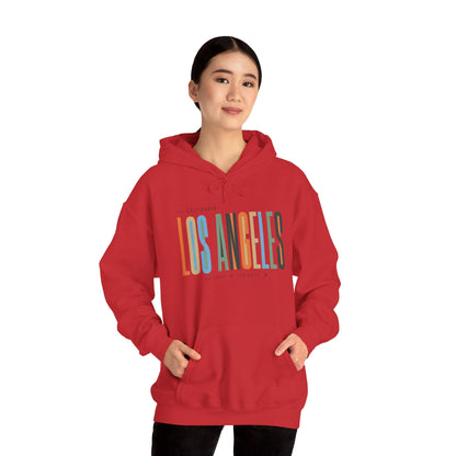 Los Angeles Colorblock Hoodie — Retro City Typography Sweatshirt