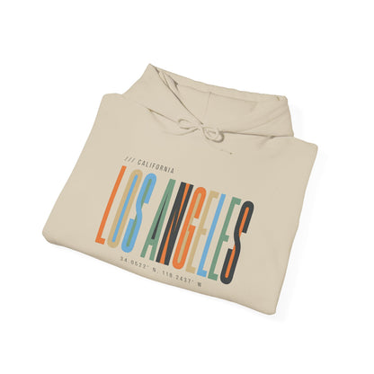 Los Angeles Colorblock Hoodie — Retro City Typography Sweatshirt