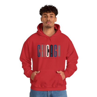 Chicago Retro Block Hoodie – Modern City Skyline Typography