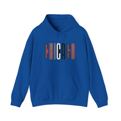 Chicago Retro Block Hoodie – Modern City Skyline Typography